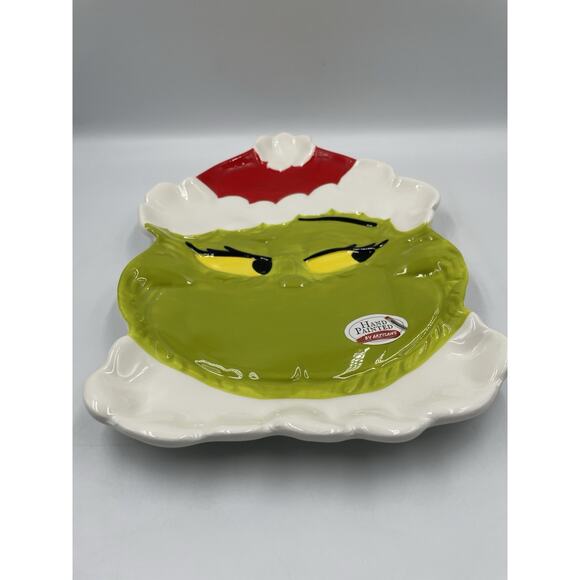 Zrike Brands Dr. Seuss The Grinch Santa Hand Painted Platter 2025 NEW!!! - Picture 7 of 8